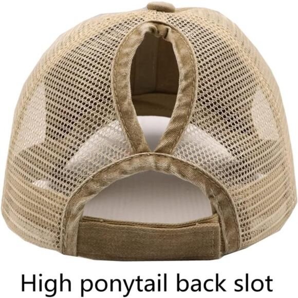 Womens Ponytail Baseball Cap Messy Bun Adjustable Dad Hat Camouflage Trucker - Picture 5 of 7